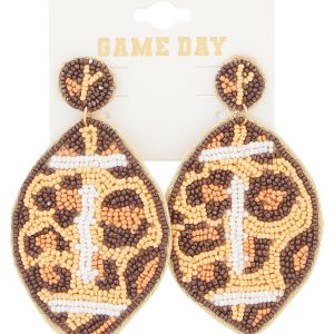 Leopard Beaded Football Drop Earrings
