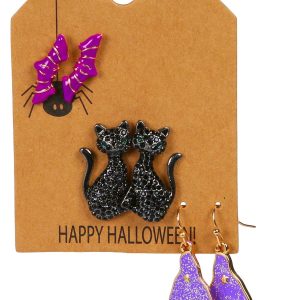 3 Pk Halloween Earrings