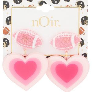 Football Heart Drop Earrings