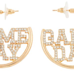 Women's Rhinestone Game Day Hoop Earrings