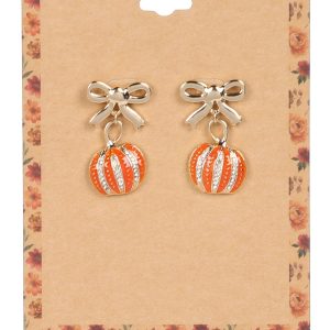 Harvest Pumpkin Bow Earrings