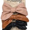 3 Pk Faux Leather Bow Hair Clips