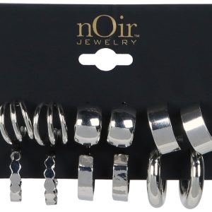 6 Pair of Silver Hoop Earrings