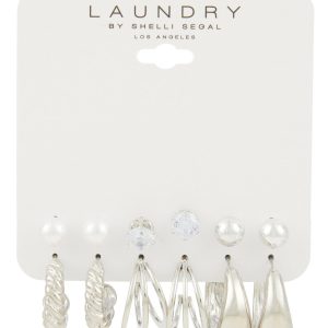 6 Pk Stud & Hoop Earrings