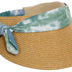 Tie Dye Print Straw Visor Sun Hat