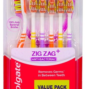 6 Pk Zig Zag Anti-Bacterial Toothbrushes
