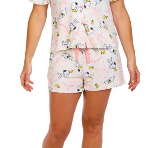 Women's 2 Pc Snoopy Pajama Shorts Set