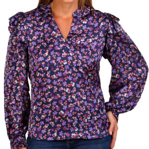 Women's Floral & Ruffle Top