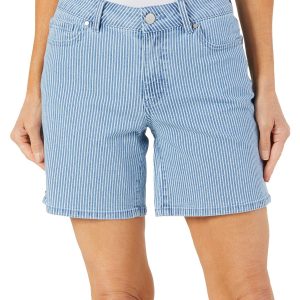 Women's Stripe Print Denim Shorts