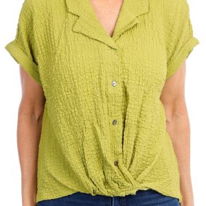 Women's Solid Button Down Top