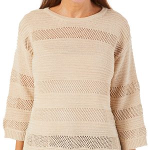Women's Solid Stripe Print Sweater