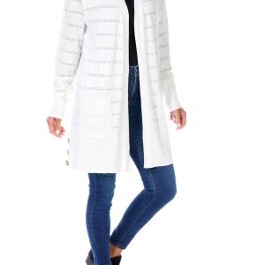 Women's Solid Stripe Open Front Cardigan