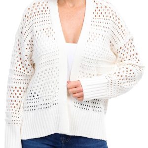 Women's Perforated Open Front Cardigan