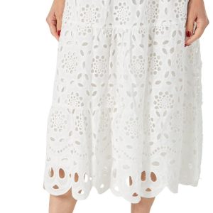 Women's Solid Eyelet Skirt