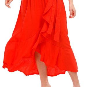Women's Solid Drape Front Skirt
