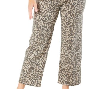Women's Mid Ride Leopard Wide Leg Jeans
