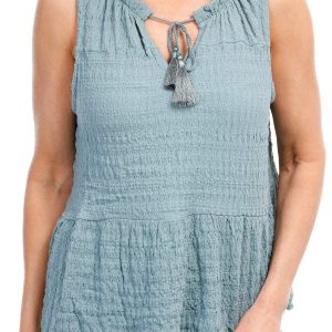 Women's Tiered & Tassel Tie Sleeveless Top