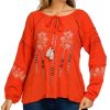 Women's Embroidered Raglan Sleeve Top