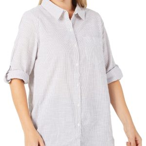 Women's Stripe Print Button Down Top