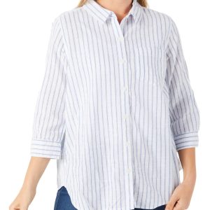 Women's Stripe Print Button Down Top