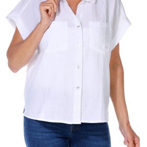 Women's Solid Button Down Top