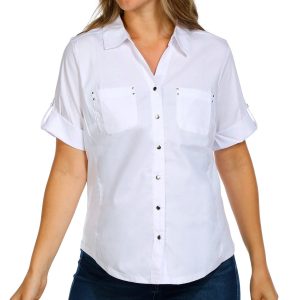 Women's Solid Button Down Top