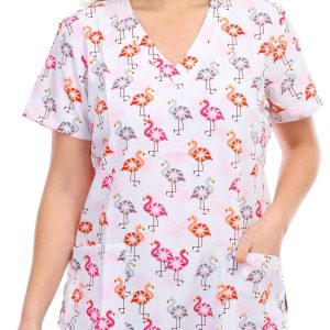 Women's Flamingo Print Uniform Top