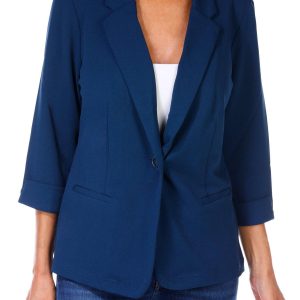 Women's Solid Button Front Blazer