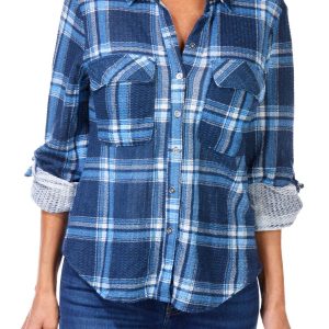 Women's Plaid Print Button Down Shirt
