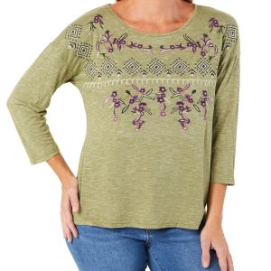 Women's Embroidered Yoke Top