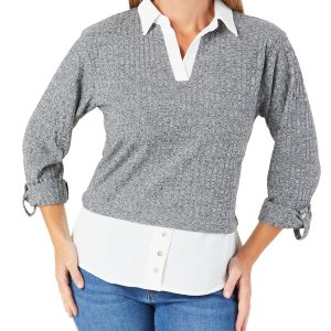 Women's Knit2Woven Layered Look Top