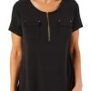 Women's Solid Pocket Front Top