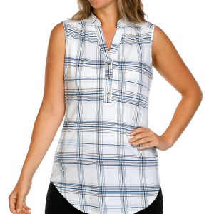 Women's Sleeveless Plaid Print Top