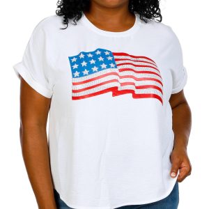 Women's Plus Americana Flag Graphic Top