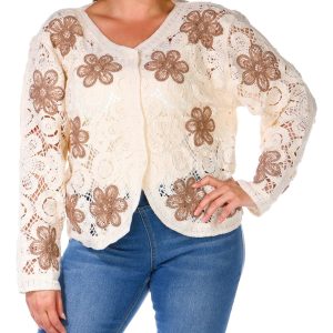 Women's Plus Floral Crochet Top