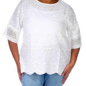 Women's Plus Crochet Floral Top