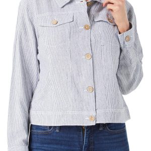 Women's Petite Stripe Print Casual Jacket