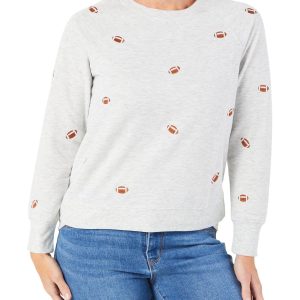 Women's Petite Embroidered Football Top