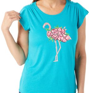 Women's Petite Flamingo Graphic Top