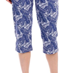 Women's Petite Palm Leaf Print Capris