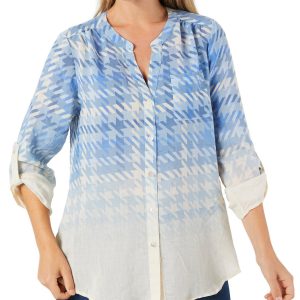 Women's Petite Plaid Ombre Print Top