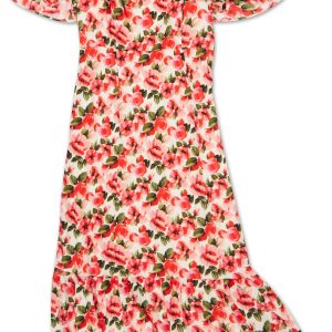 Women's Floral Flutter Sleeve Midi Dress