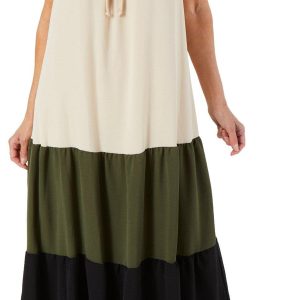 Women's Sleeveless Colorblock Dress