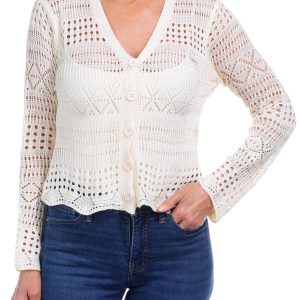 Women's Solid Crochet Cardigan