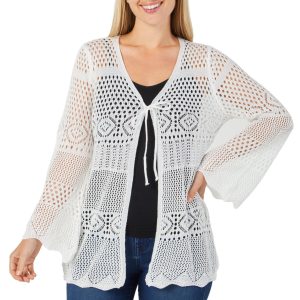 Women's Solid Crochet Cardigan