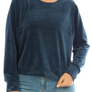 Women's Solid Velour Pullover Sweater