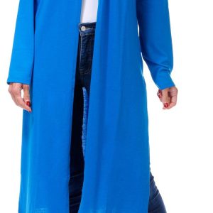 Women's Solid Long Open Front Cardigan