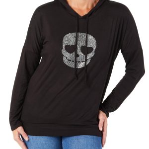 Women's Studded Skull Hoody Top