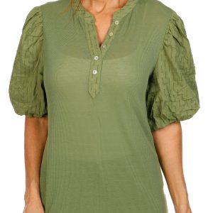 Women's Solid Puff Sleeve Top
