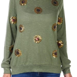 Women's Sequin Sunflower Top